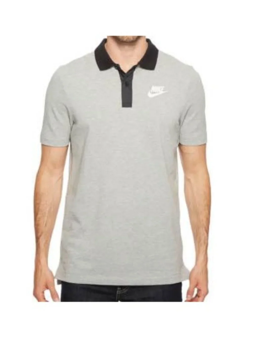 Nike Men's Sportswear Advance 15 Grey Black Rugby Polo Shirt (833861-063) Medium
